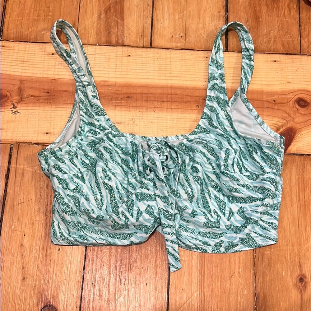 Aerie Green Crop Tie Front Bikini Top